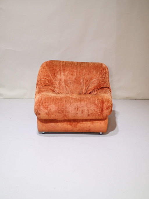 (2x) Italiaanse Fauteuil Oranje Vintage Jaren '70