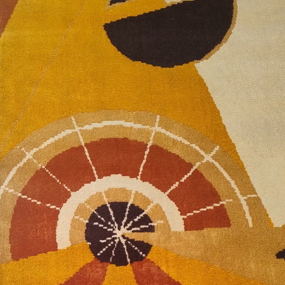 Image 1 of 1950s Constructivist Mechanical Futuristic Rug/Tapestry. Made in France