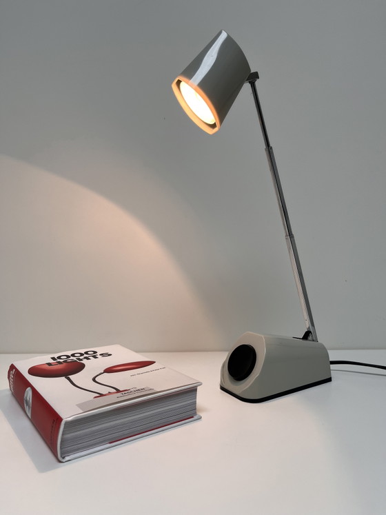 Image 1 of HBH grey MINI table lamp or desk lamp by H. Bødtcher-Hansen, design by Panton Fog & Mørup.