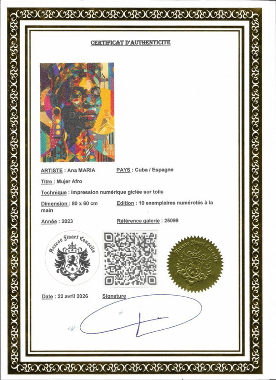 Ana Maria - Donna afro - Litografia d'artista – Litografie e stampe, Canvas (photo 14 of 16)