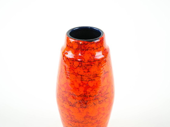 Vaso in ceramica, design tedesco, anni '60, prodotto nella Germania Ovest, Vasi, Arancione (foto 6 di 9)