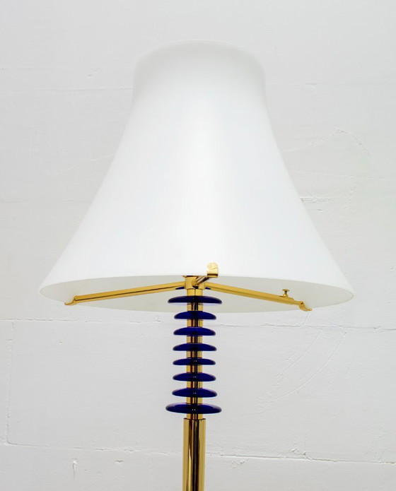 Image 1 of Auras Italian Brass and "Incamiciato" Murano Glass Ground Lamp, 1989
