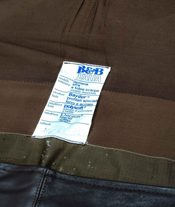 Image 1 of Afra and Tobia Scarpa Design Mid-Century Italian Design Chocolate Brown Leather Two Seat Sofa, Model Lauriana for B&B Italia.