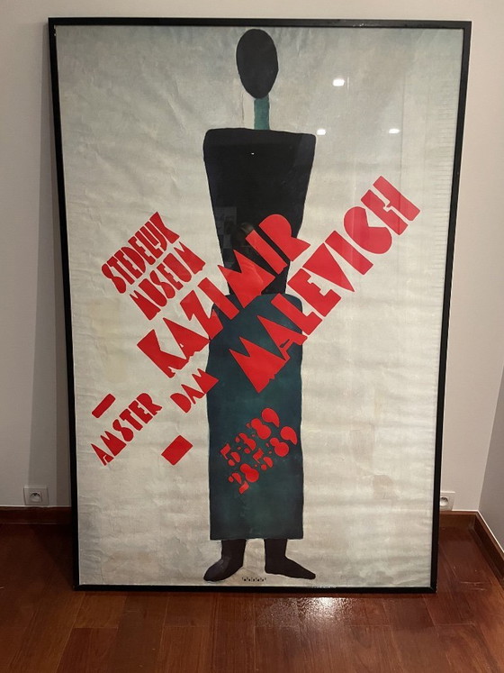 Image 1 of Framed original exhibition poster Kazimir Malevich 177x120 cm Kazimir Malevich - originele tentoonstellingsposter