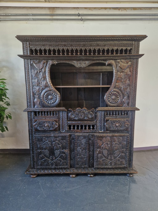 Antique buffet cabinet Gothic carving