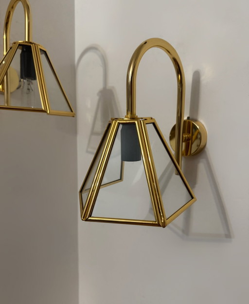 Vintage goldene Schwanenhals-Wandleuchten