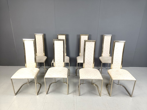 Chaises de salle à manger en laiton vintage par Belgo Chrom, 1970S - Lot de 8