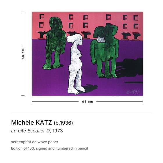 Image 1 of Michèle KATZ La cité Escalier D Signed screenprint 1973