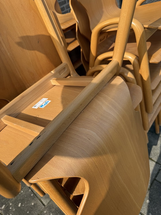 Lot of 24x vintage plywood stacking chairs ‘80s – Dining chairs (photo 9 of 11)