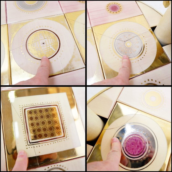 Image 1 of French pink ceramic swivel coffee table, signed Georges Pelletier, 1960s