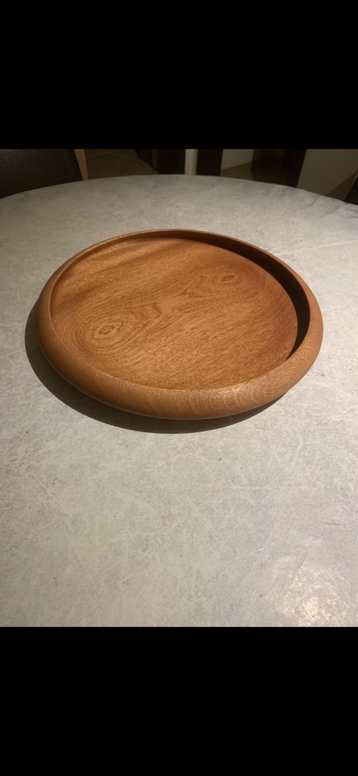 Titre : Exclusieve XL Sipo Mahoniehouten Schaal – Ø 46 cm – Vintage Design