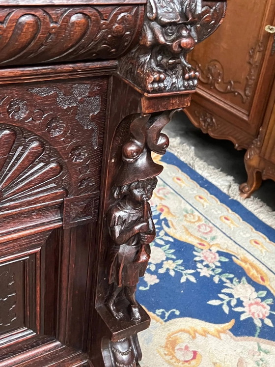 Scrivania antica in stile rinascimentale. Legno massello di quercia. Francia. Fine XIX secolo. – Scrivanie (photo 6 of 11)