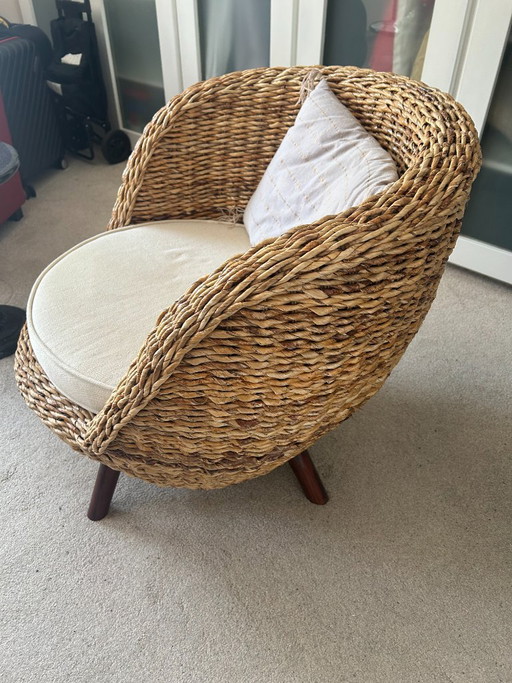 Sedia in vimini con 4 gambe in legno – fauteuils, Wood (photo 2 of 5)