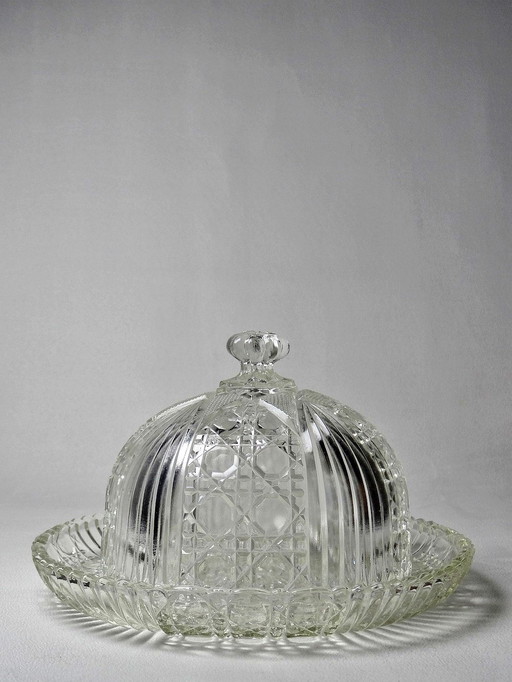 Small Bell And Its Art Deco Glass Plate 30s-40s