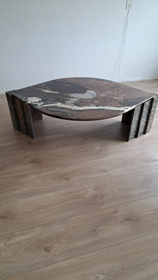 Italian Marble Coffee Table Teardrop Shape + Side Table