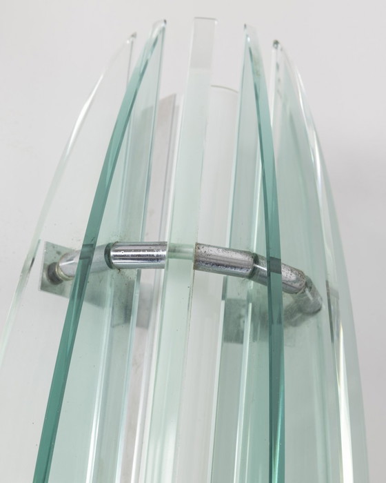 Image 1 of  Page 1 of 8 Lampe murale vintage des années 70 en métal et verre design Veca