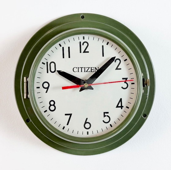 Image 1 of Vintage Green Citizen Ships Wall Clock, 1980s