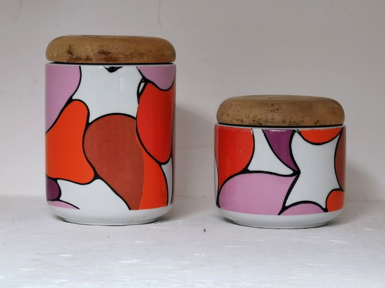 Pop Art Kitchen Canisters Franco Pozzi, Italy 60s set of 4, Pucci attributed (photo 5 of 7)