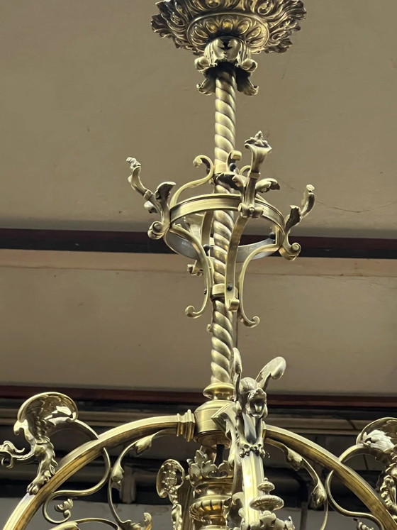 Magnifico lampadario antico in stile gotico. – Bronze, Crystal (photo 6 of 10)