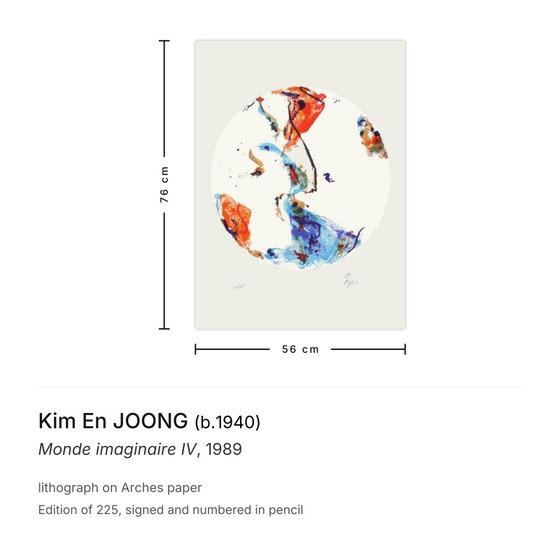 Image 1 of Kim En JOONG Monde imaginaire IV Litografía firmada 1989