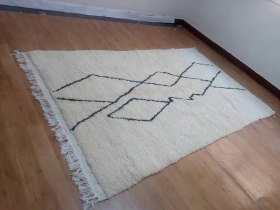 Handwoven Moroccan rug - Berber design - handmade in wool - 252 x 146 cm – Rugs & carpets, Cotton (photo 8 of 10)