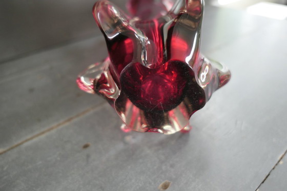 Image 1 of Vase vintage Chambord Fratelli Toso Murano rouge vin