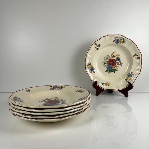 Set di 6 Piatti Fondi "Agreste" Sarreguemines, XX Secolo