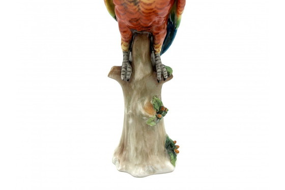 Image 1 of Estatuilla de porcelana de un loro, Sitzendorf, Alemania, principios del siglo XX.