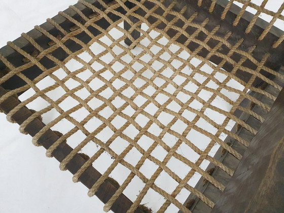 Sillón único de roble macizo y cuerda, Países Bajos, década de 1960. – Sillones, Cotton, Wood (photo 9 of 11)