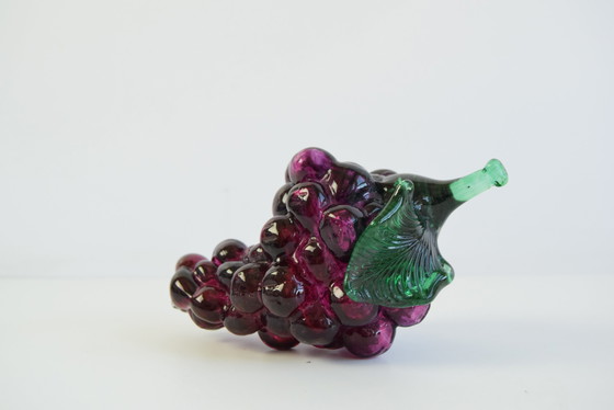 Image 1 of Weintrauben-Skulptur aus tschechischem Glas, mundgeblasenes Kunstglas, 1970er Jahre