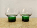 6x vintage Luminarc 1970 green glasses