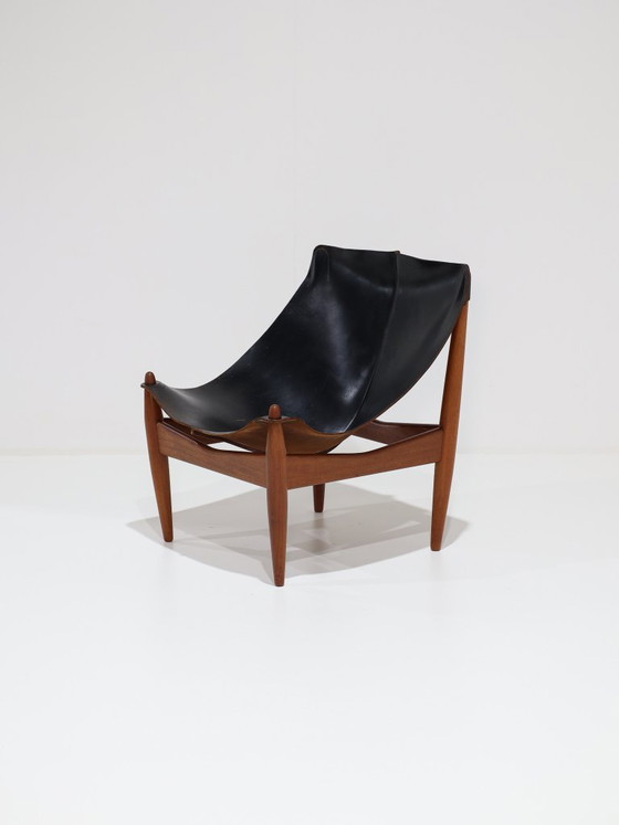 Illum Wikkelsø 272 Fauteuil Zwart Leer Teak Deens 1960s – Leather, Wood (photo 6 of 16)