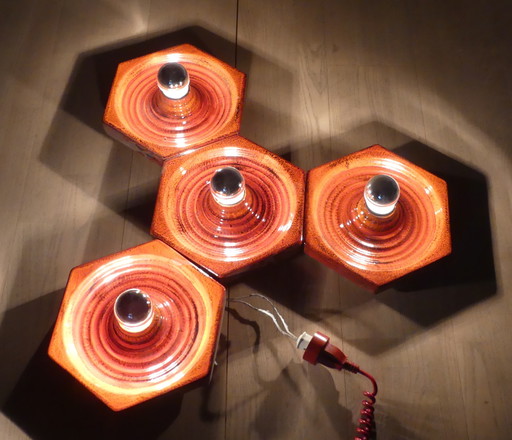 Hustadt set of 4 ceiling light wall lamp ceramic red UK1aeb