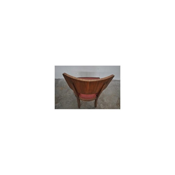 Image 1 of Set of 6 vintage Italian walnut dining chairs, 1930s