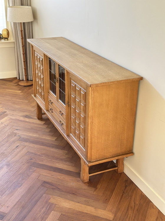 Image 1 of Vintage wandmeubel highboard Deens Henning Kjærnulf jaren 70
