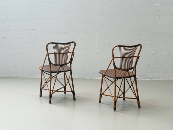 Image 1 of Set of 2 vintage designer chairs by Yuzuru Yamakawa made of bamboo