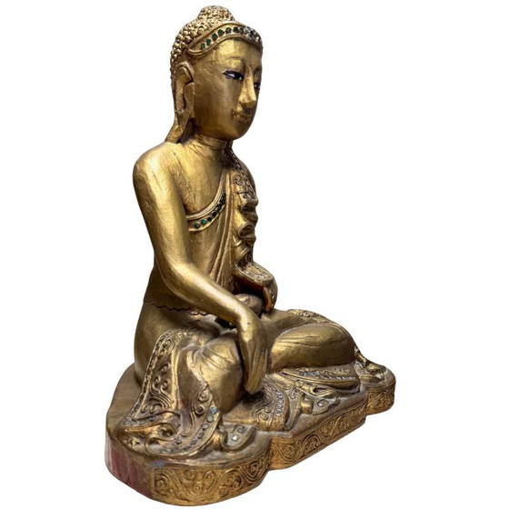 Buda Mandalay de madera dorada antiguo - Birmania - 35 cm - 2.6 kg – Esculturas, Wood (photo 2 of 10)