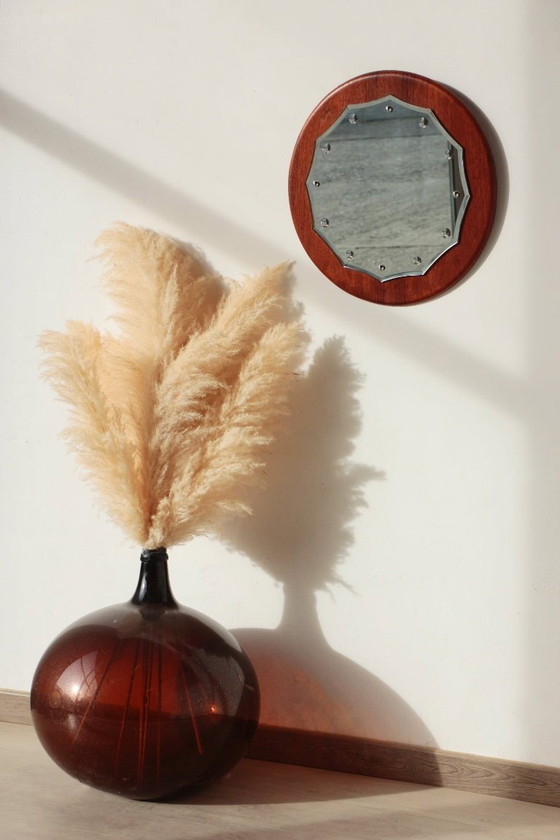 Image 1 of Vintage Round Teak Mirror from the 1960s - 02.10.25.03