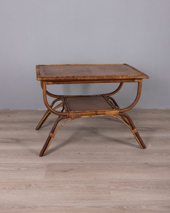 Vintage bijzettafel uit de jaren 60 van Italiaans design, gemaakt van bamboe en hout. – Bamboo (photo 3 of 9)
