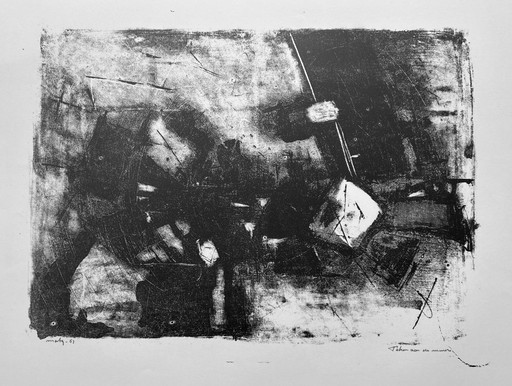 Sérigraphie Wim Motz - Panneau sur le mur