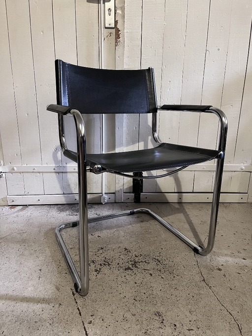 Vintage cantilever fauteuil met armleuningen – Bauhaus / Mid-Century – eetkamerstoelen, Leather