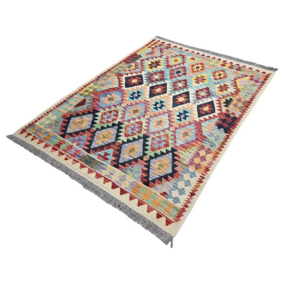 Alfombra Kilim afgana tejida a mano – Lana Maimana, decoración étnica (206 x 152 cm) – Wool (photo 5 of 5)