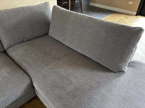Image 1 of Gloednieuwe stoffen hoekbank kleur taupe ongebruikt