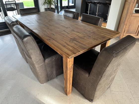 Image 1 of Eettafel eikenhout, 210x100 cm, 6-8 persoons