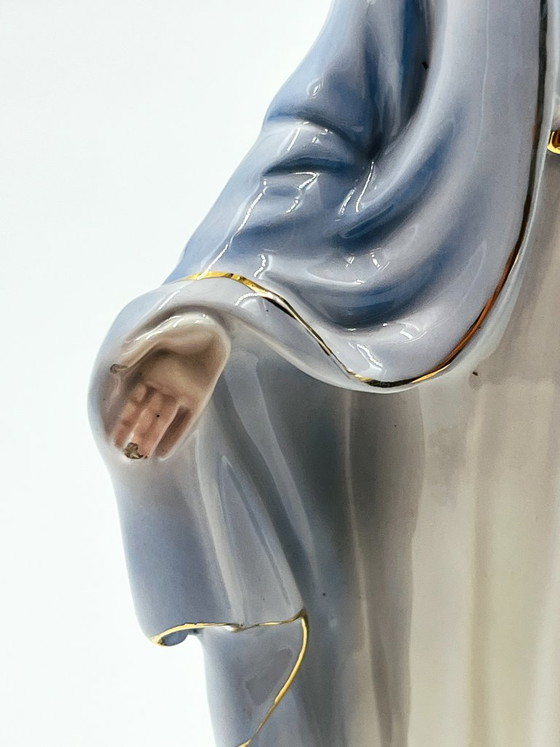 Estatua de Porcelana de Capodimonte de la Virgen María, Objetos decorativos, Cerámica, Azul, Klassiek (foto 5 de 12)