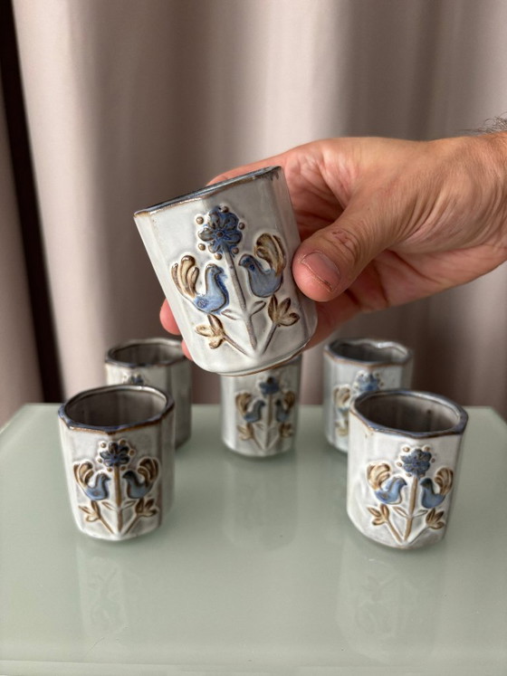 Lot de six tasses en céramique à motif floral, Accessoires de cuisine, Blanc, Vintage (photo 9 sur 9)