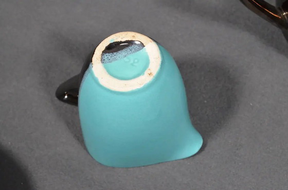Mid 20th Century Vallauris – Black and Turquoise Blue Faience Coffee Set - 15 pcs – Crockery (photo 9 of 18)