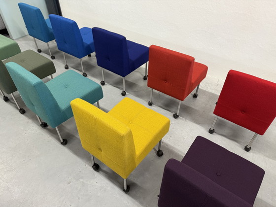 Image 1 of 10 Gelderland 7714 Button sedie su ruote Sedia di design in tessuto