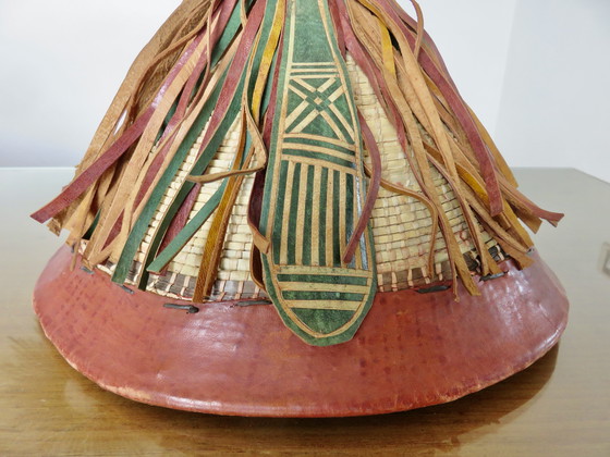 Image 1 of Cappello africano Fulani, pelle e corda intrecciata, 1900