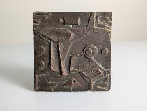Brutalist Fiberglass Relief Wall Plaque, 1960s
